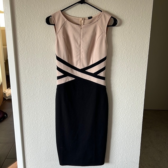 Tank beige and black midi dress - Picture 1 of 3
